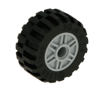 WHEEL 18MM D. X 14MM PIN HOLE AND TIRE 30.4 X 14 (55981C05G) used