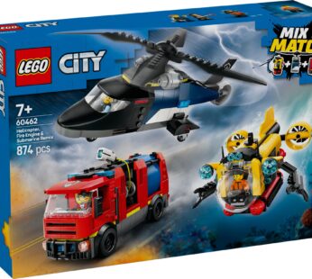 LEGO City 60462 Ремікс вертольота, пожежної машини та підводного човна (874 деталі)